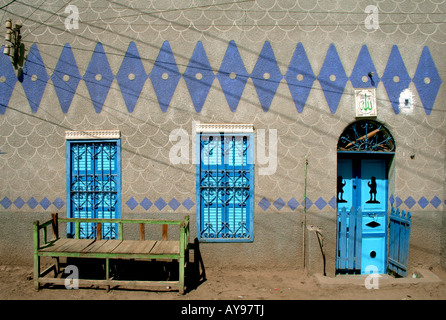 Fassade eines traditionellen nubischen Haus auf Seheyl Insel in der Nähe von Assuan in Ägypten Stockfoto