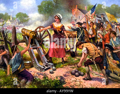 Molly Pitcher Abfeuern einer Kanone auf die Schlacht von Monmouth in den revolutionären Krieg Stockfoto