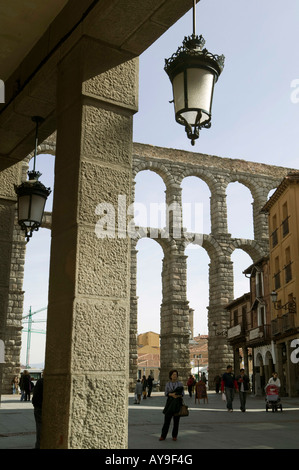 Spanien, Segovia, Mauerwerk, der, römischen Aquädukt, Wahrzeichen, Architektur, Bögen, Aquädukt, Geschichte, Kastilien und Leon, Spalten Stockfoto