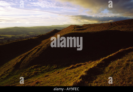 Eggardon Hill Fort Ram Teile bei Sonnenuntergang Dorset county England UK Stockfoto