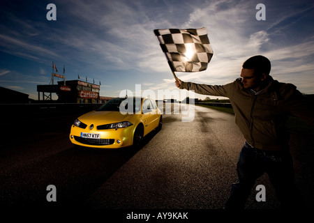 RENAULT MEGANE R26 GELBE THRUXTON RENNSTRECKE 2008 Stockfoto