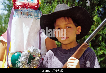 Einzigartige Mischung von Religionen und Kulturen sollen bei Fiesta in Tularosa, New Mexico erlebt werden. Stockfoto