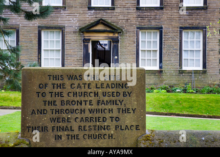 Schild an der Bronte Parsonage Museum Haworth West Yorkshire England Stockfoto