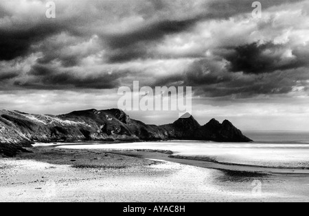 Drei Klippen Bucht Gower-Süd-Wales Stockfoto