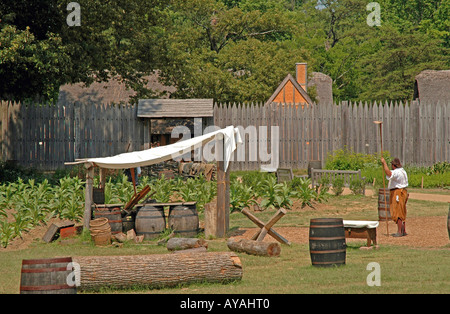 Jamestown Regelung Virginia Garten wächst außen Fort James, lebendige Geschichte von Jamestown-Yorktown Foundation Stockfoto