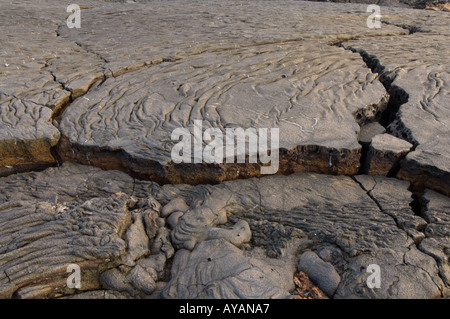 Zerklüftete Pahoehoe-Lava, Sullivan Bay Santiago Insel Galapagos Ecuador Stockfoto