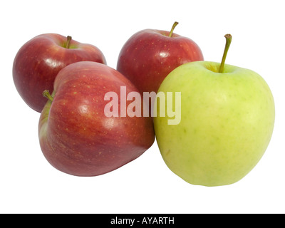 Leckere rote Äpfel, die isoliert auf weißem Hintergrund Stockfoto