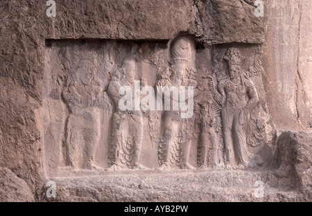 Sassanidischen Rock Relief, archäologische Seite von Persepolis, Persepolis, Provinz Fars, Iran Stockfoto