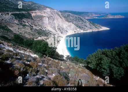 Myrtos Strand in Kefalonia Griechenland Stockfoto
