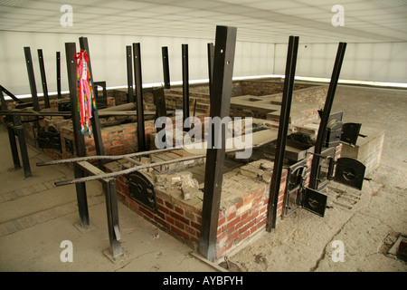 Die Reste der Krematorien-Block in das ehemalige Konzentrationslager Sachsenhausen. Stockfoto