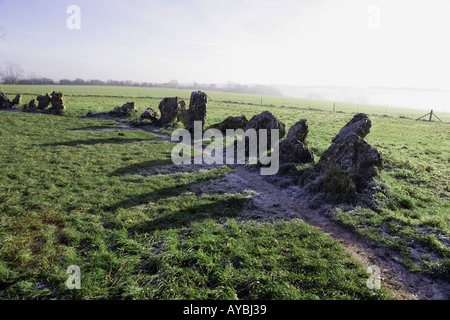 Die Cotswold an die Rollright Stones eine Bronzezeit Steinkreis sind Teil der Folklore und Legenden der Gegend. Stockfoto