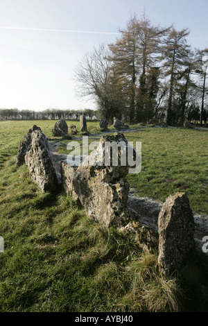 Die Cotswold an die Rollright Stones eine Bronzezeit Steinkreis sind Teil der Folklore und Legenden der Gegend. Stockfoto