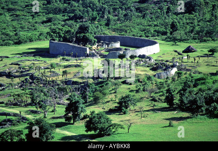 Das Gehäuse bei den Great Zimbabwe Ruinen Stockfoto