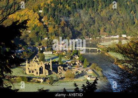 Tintern Abbey von des Teufels Kanzel Stockfoto