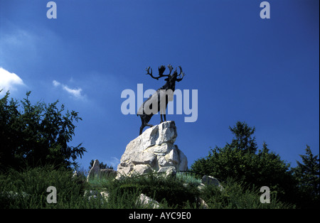 Bronze, Caribou, Gedenkpark Beaumont Hamel, Somme, Nordost Frankreich. Stockfoto