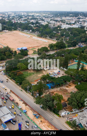 Baustellen und u-Bahn-Bau in der Stadt Bangalore Indien von oben gesehen Stockfoto