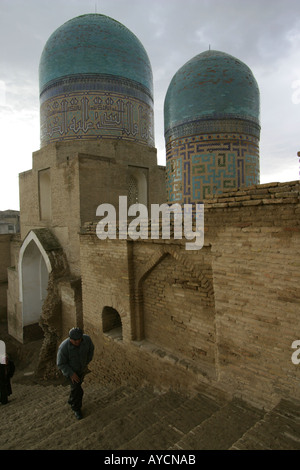 Die Samarkand gezählten-Zinda Nekropole besteht aus 11 Mausoleen, gebaut auf einander im 14.-15. Jahrhundert, Usbekistan Stockfoto