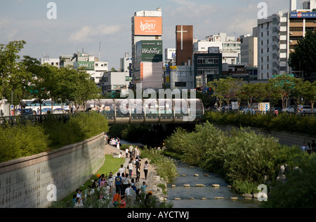Cheonggyecheon Stream in Seoul Südkorea Stockfoto