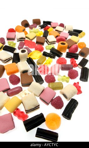 Vielzahl von glücklich farbige Lakritze Allsorts Candy Gummibärchen jellybaby Stockfoto