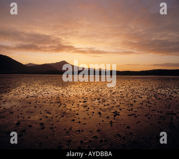 Meer-Lug-Wurm Hügel auf einem flachen Sandstrand in der Licht/Dämmerung Abendlicht Irlands Stockfoto