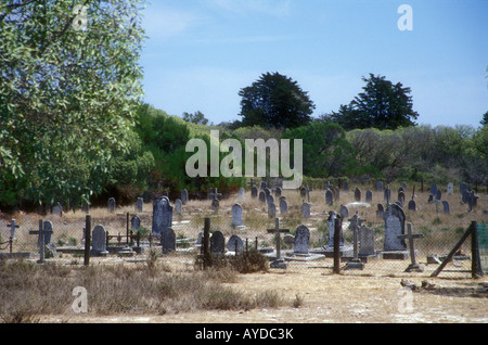 Lepers Friedhof , Robben Island Gefängnis, Südafrika. Stockfoto