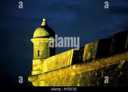 PUERTO RICO San Juan El Morro Festung bei Nacht Stockfoto