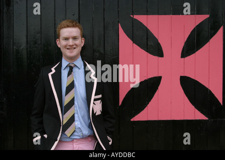 Oxford University Student an der Oxford-Achter Tag auf der Themse von Worcester College Christchurch-Bootshaus Stockfoto