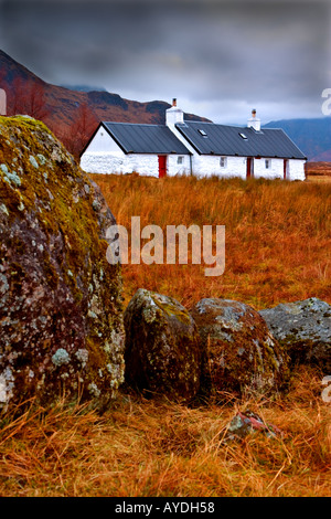 RANNOCH MOOR UND BLACKROCK COTTAGE IM WINTER Stockfoto