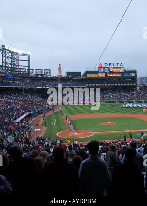 2008-Saisonauftakt gegen die Pittsburgh Pirates im Turner Field in Atlanta, Georgia Stockfoto