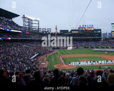 2008-Saisonauftakt gegen die Pittsburgh Pirates im Turner Field in Atlanta, Georgia Stockfoto