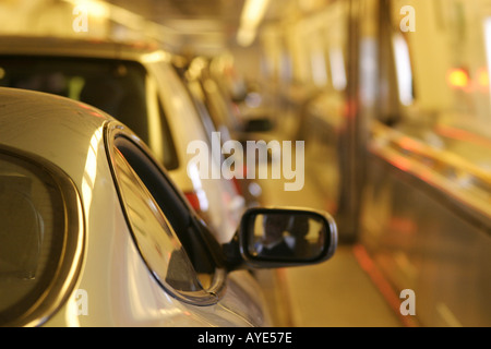 Kanal-Tunnel Autozug innen Frankreich Vereinigtes Königreich Stockfoto