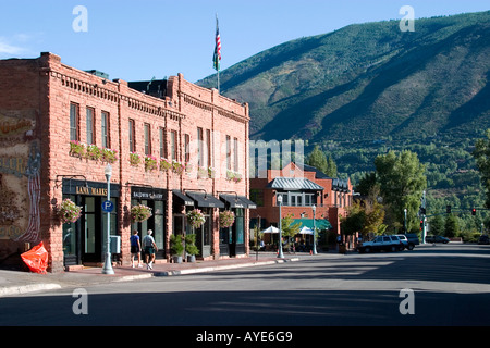 Innenstadt von Straße in Aspen Colorado Stockfoto