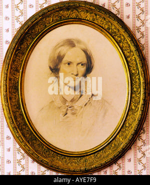 Porträt von Charlotte Bronte, Autor der viktorianischen Roman Jane Eyre, in ihrem Haus in West Yorkshire Dorf von Haworth Pfarrhaus. Stockfoto