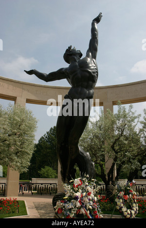 Geist der amerikanischen Jugend bronze-Denkmal in der Normandie amerikanischen Friedhof und Denkmal Colleville-Sur-Mer, Frankreich Stockfoto