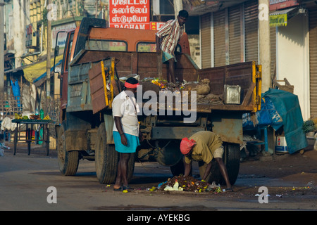 Müllwagen in Thanjavur Südindien Stockfoto