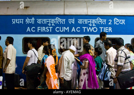 AC 2 Ebenen Zugabteil in Chennai in Südindien Stockfoto