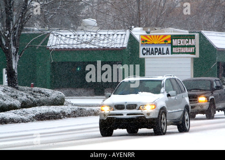 Winter driving in Boise, Idaho Stockfoto