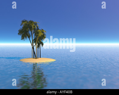 Eine Bryce gerendert einsame Insel mit Palmen Stockfoto