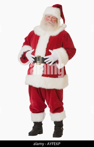 Santa Claus mit Händen am Bauch Stockfoto