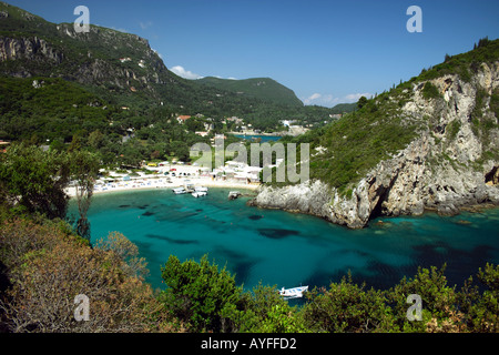 Paleokastritsa Agios Petros Strand, eine Bucht Korfu Griechenland Stockfoto
