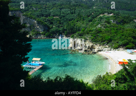 Agios Petros Strand, Paleokastritsa Corfu Beach Griechenland Stockfoto