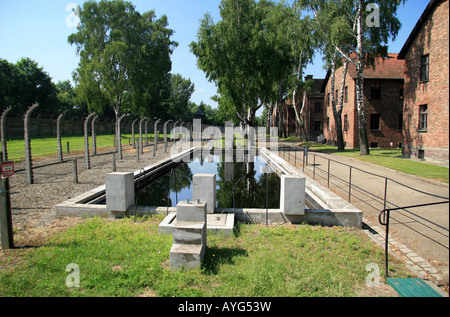 "Swimming Pool" und Feuer Reservoir an das ehemalige Konzentrationslager in Auschwitz, Oswiecim, Polen. Stockfoto
