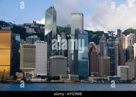 2007-Bank of China Gebäude und Hong Kong Skyline von Victoria Harbour Stockfoto