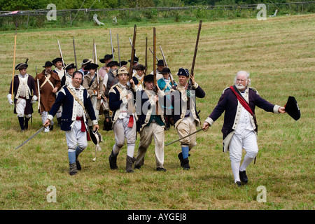 Schlacht von Bennington Triumph für die amerikanischen Kolonisten Vermont Unabhängigkeitskrieg Reenactment Stockfoto