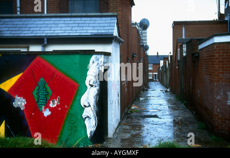 Political Straße Wandmalereien im katholischen Bereich die fällt Road West Belfast in Nordirland Stockfoto