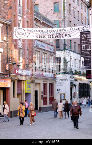 Mathew Street Liverpool Geburtsort der Beatles Stockfoto