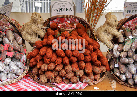 Würstchen und Teddys-französischen Markt in Oxford Stockfoto