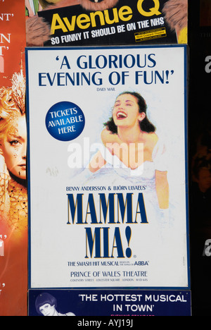 Plakat für das musical Mamma Mia in London, England Stockfoto