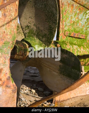 Ein Blick auf einen Propeller eines Schiffes Stockfoto