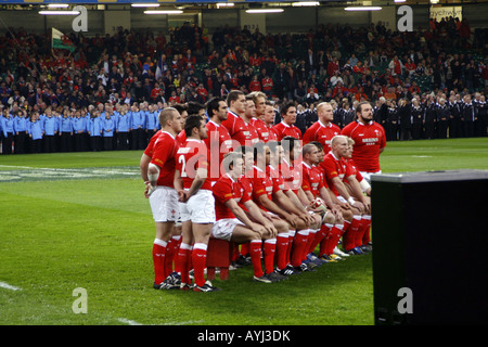 Walisischen Rugby Team Futter für das Foto vor Wales V Frankreich, Grand-Slam-Tag im Millennium Stadium, Cardiff, 2008 Stockfoto